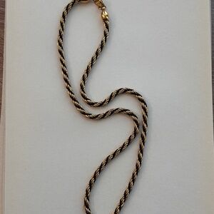 Vintage 18" Trifari Gold Tone & Black Rope Chain Necklace